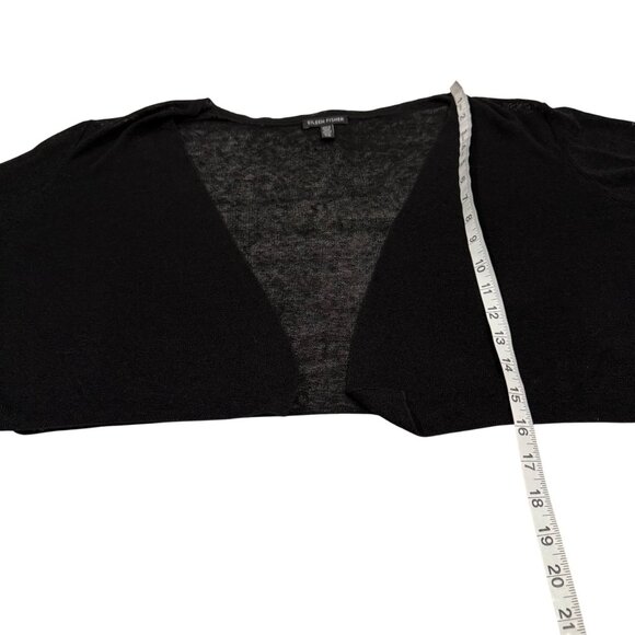 Eileen Fisher Lightweight Black Bolero Style Cropped Cardigan Size L - Picture 6 of 6